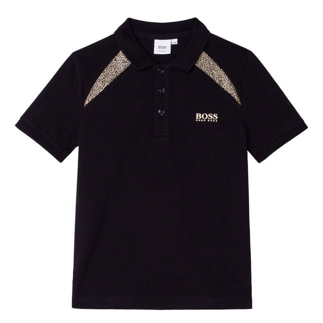 Boys Black Gold Pixel S/s Polo Shirt