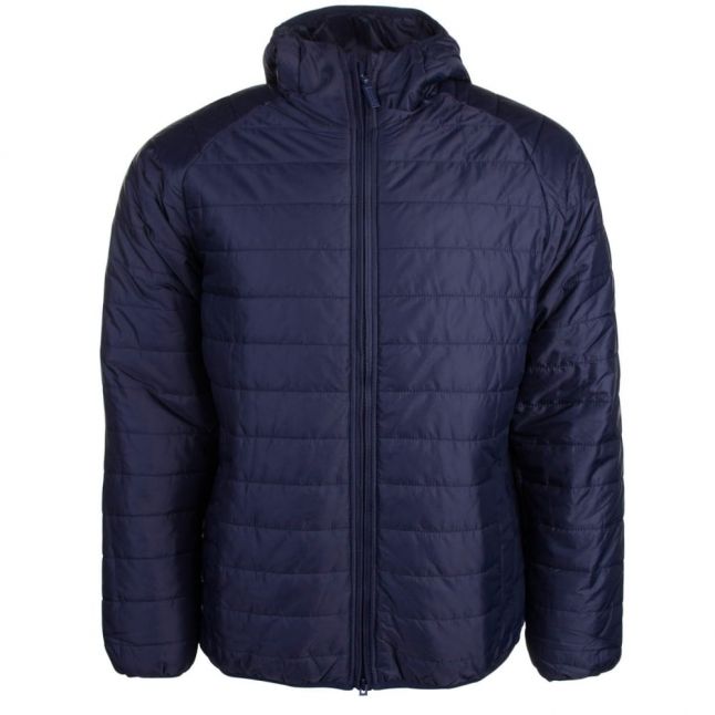 Mens Navy Level Hooded Quilted Jacket