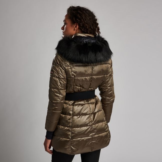 Womens Bronze Premium Arena Hooded Quilted Coat