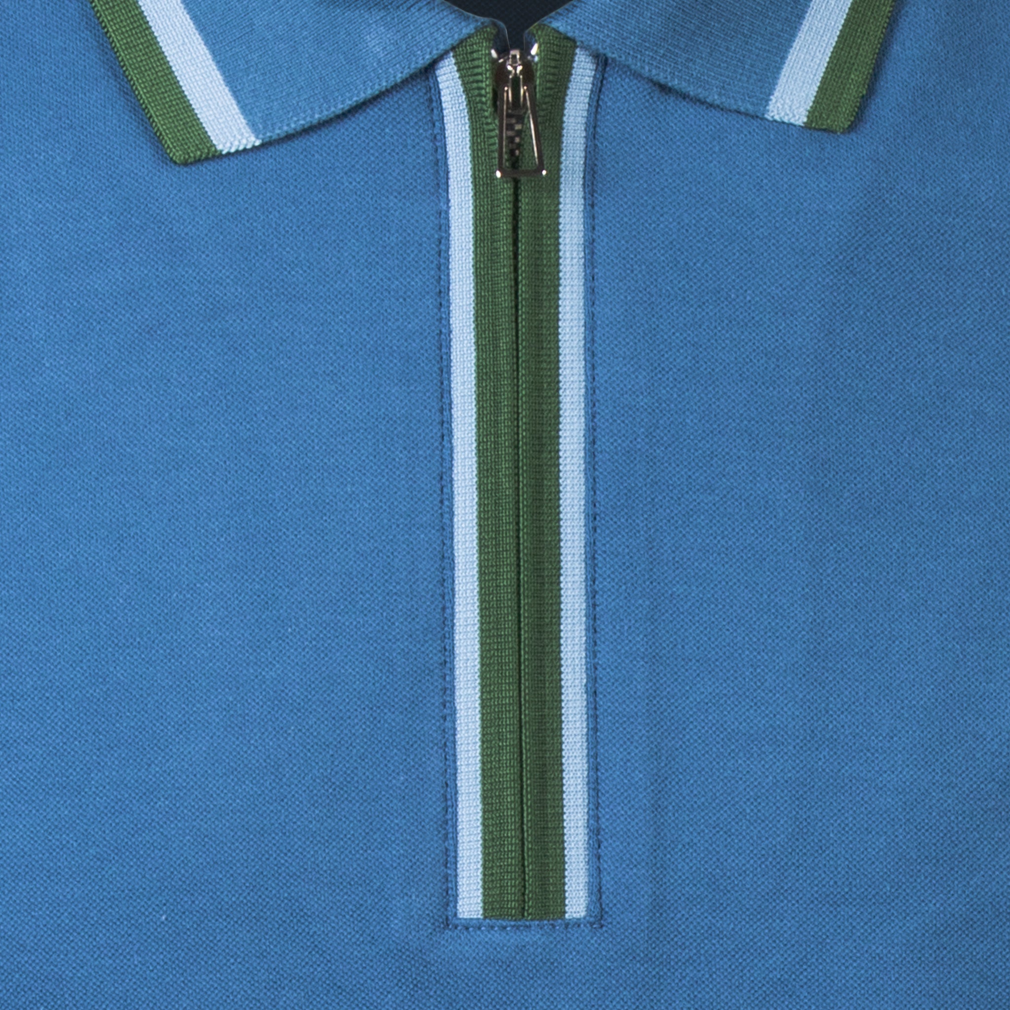 Mens Paul Smith Blue Tipped Half Zip S/s Polo