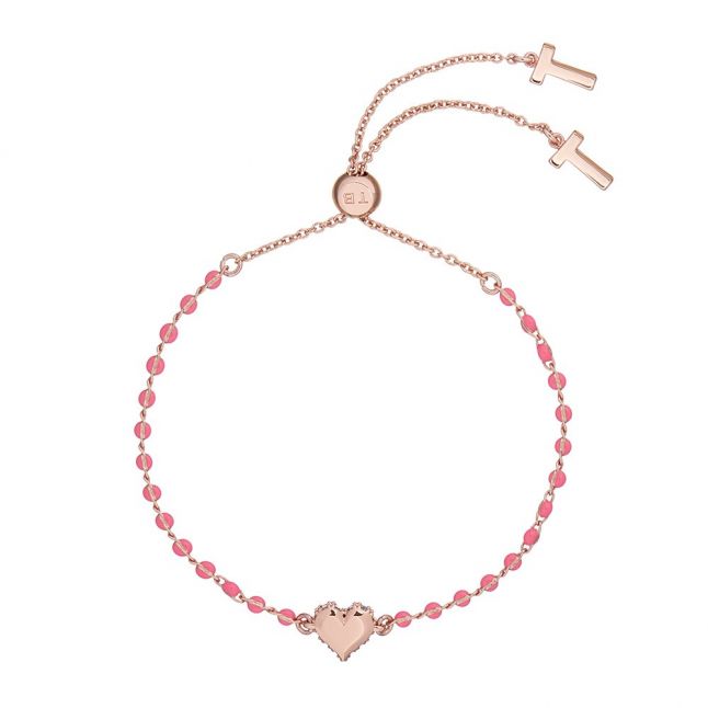 Womens Rose Gold/Bright Pink Sarsa Sparkle Heart Bracelet