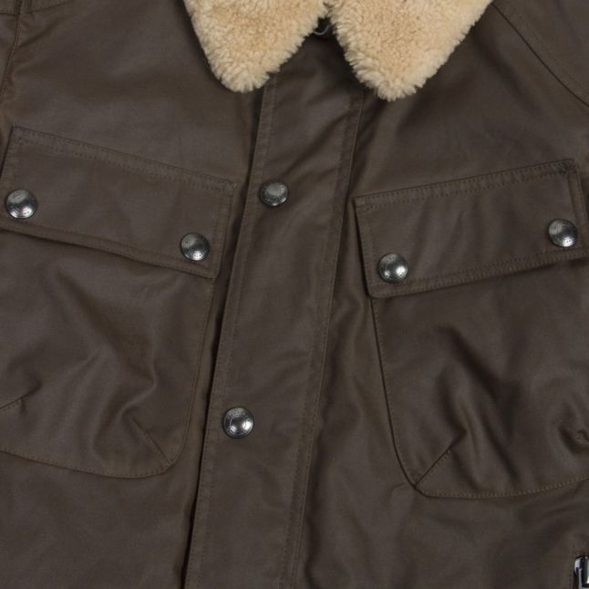 Mens Windsor Moss Patrol Shearling Collar Wax Jacket