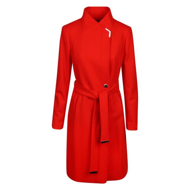 Womens Brick Red Ellgenc Long Wool Wrap Coat