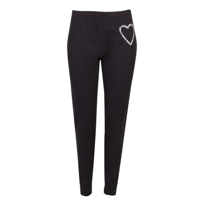 Womens Black Logo Heart Sweat Pants