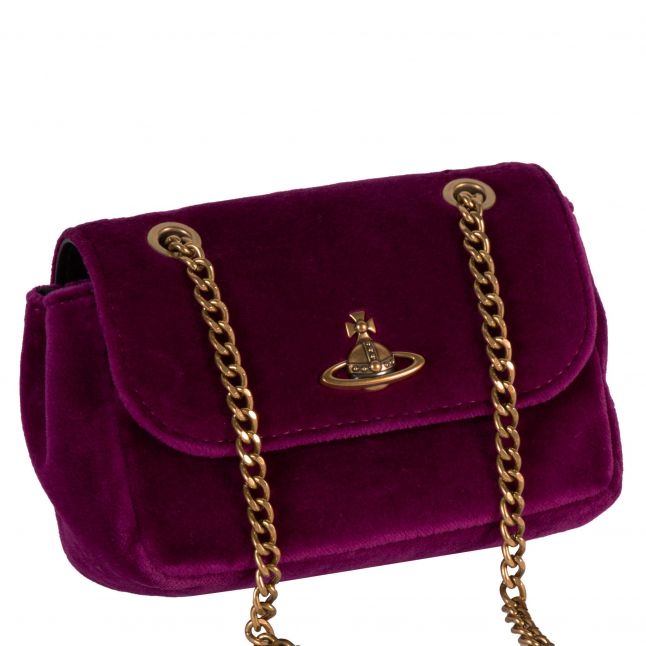 Womens Vivienne Westwood Purple Velvet Small Purse with Chain