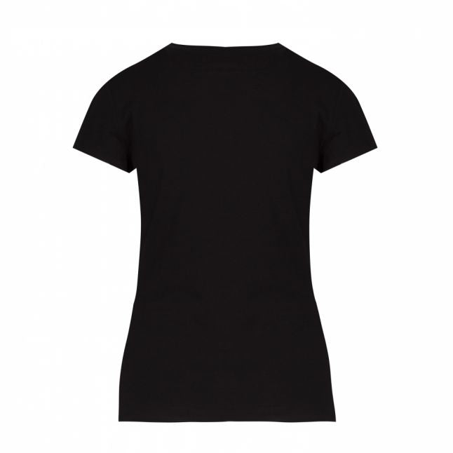 Womens Black Metallic Foil Logo S/s T Shirt