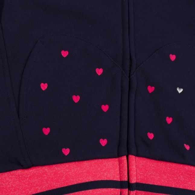 Girls Navy Mini Heart Hooded Tracksuit