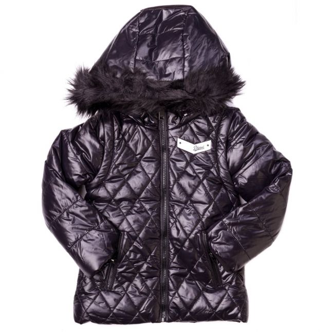 Girls Black Hooded Puffer Jacket