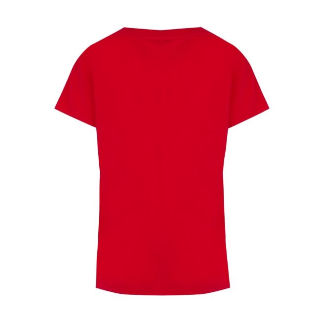 Womens Red Vertical Logo S/s T Shirt