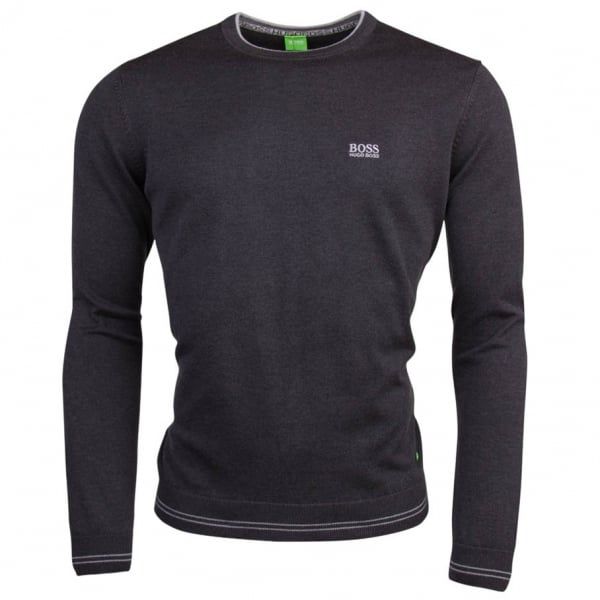 Mens Charcoal Rime Crew Knitted Jumper