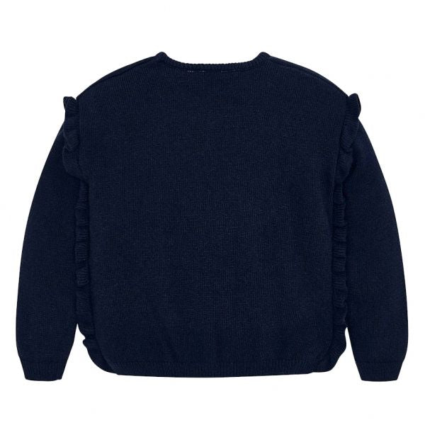 Girls Navy Knitted Love Jumper