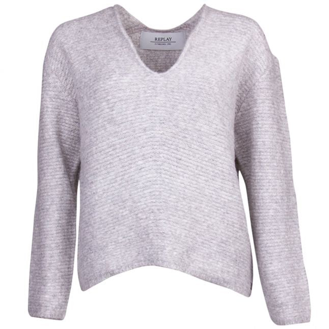 Womens Grey Melange Oversized Knitted Jumper