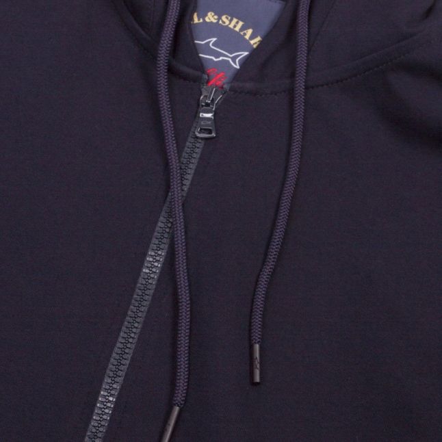 Mens Navy Branded Hooded Zip Sweat Top