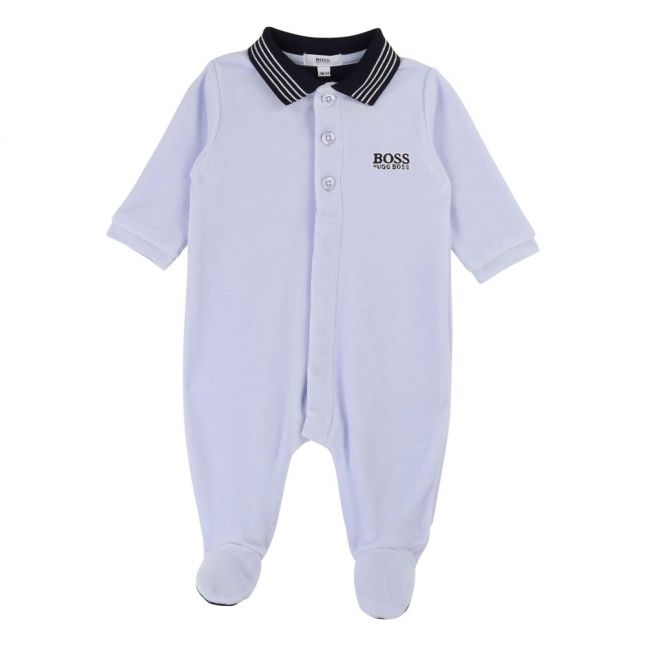 Baby Pale Blue Soft Tipped Collar Babygrow