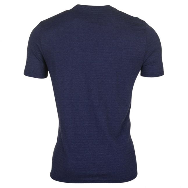 Mens French Navy Marl Textured Stripe S/s Tee Shirt