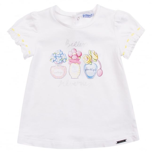 Girls White & Yellow Perfumes T Shirt & Leggings