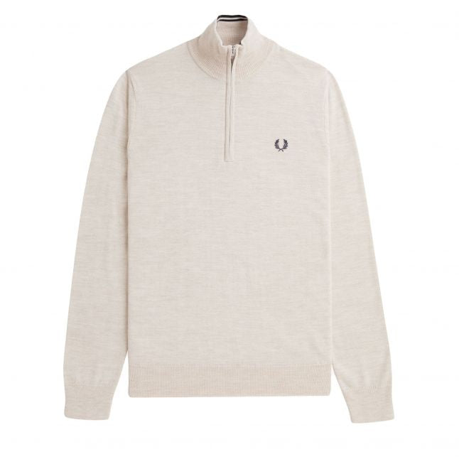 Mens Porridge Marl Classic 1/2 Zip Knit