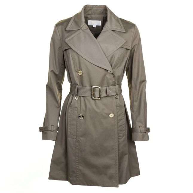 Womens Safari Green Pleated Trench Coat