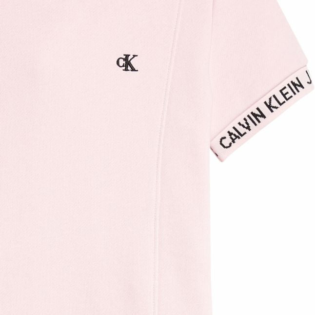 Girls Chalk Pink Logo Tape Hooded Sweater Dress