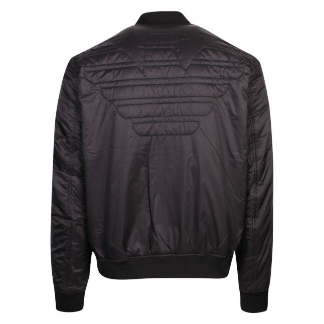 Mens Black Embroidered Eagle Padded Jacket