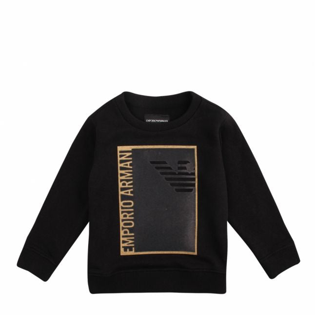 Boys Black Gold Logo Crew Sweat Top