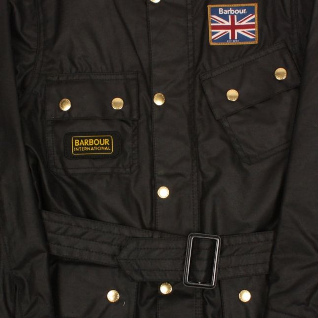 Boys Black Union Jack International Waxed Jacket