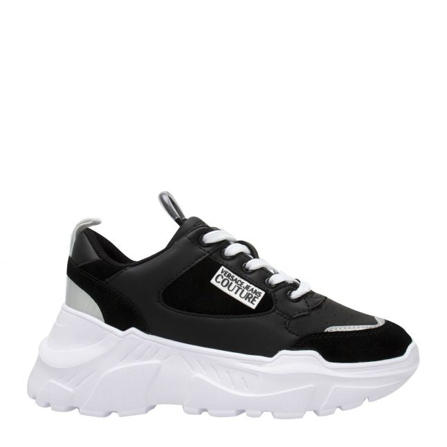 Womens Black Metallic Trim Trainers