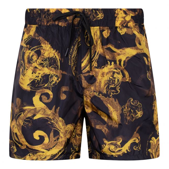 Mens Black/Gold Watercolour Baroque Shorts