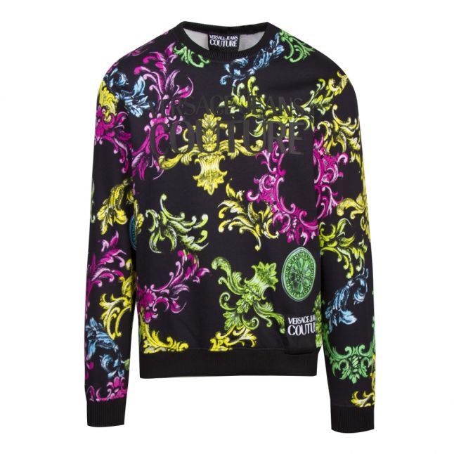 Mens Black Multi Baroque Crew Sweat Top