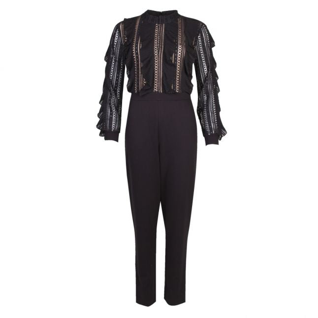 Womens Black Patricia Lace Jersey Jumpsuit