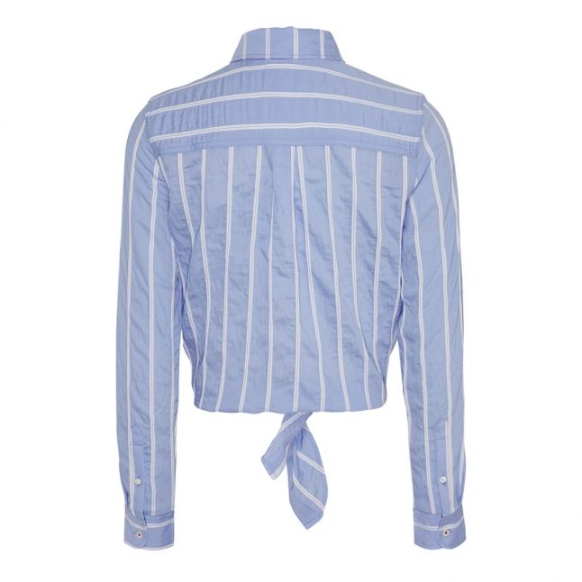 Womens Blue Stripe Front Knot Shirt