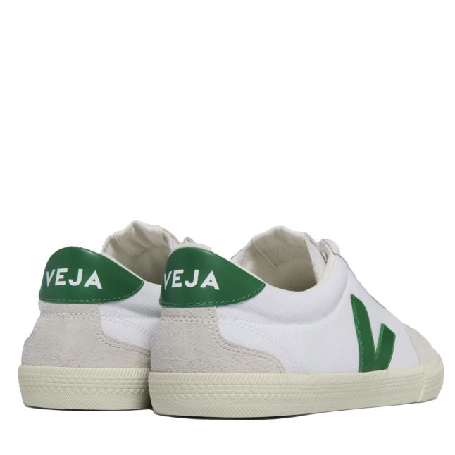 Mens White/Emeraude Volley Canvas Trainers