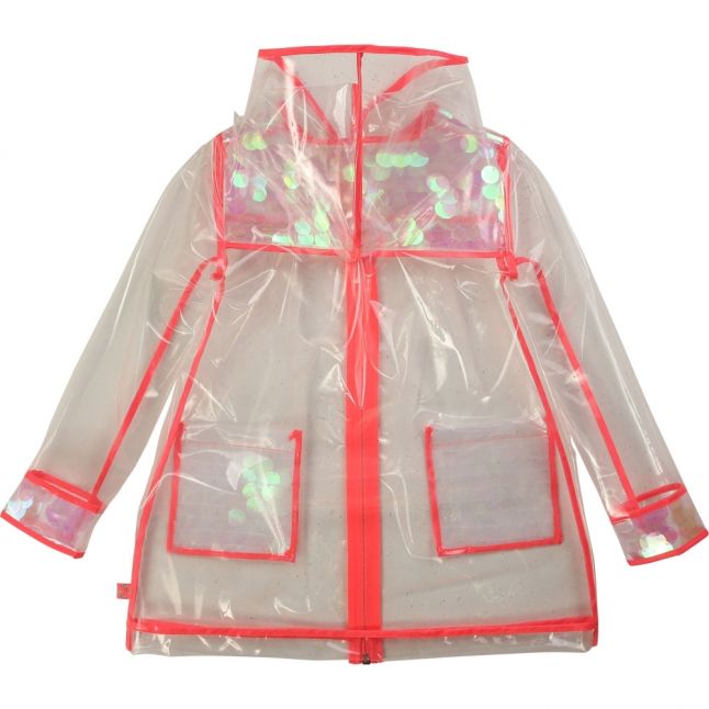 Girls Clear/Pink Clear Sequin Rain Coat