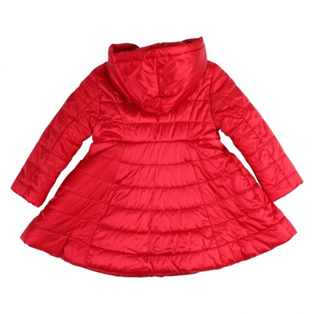 Girls Red Quilted Hooded Coat