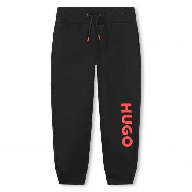 Boys Black Branded Leg Sweat Pants