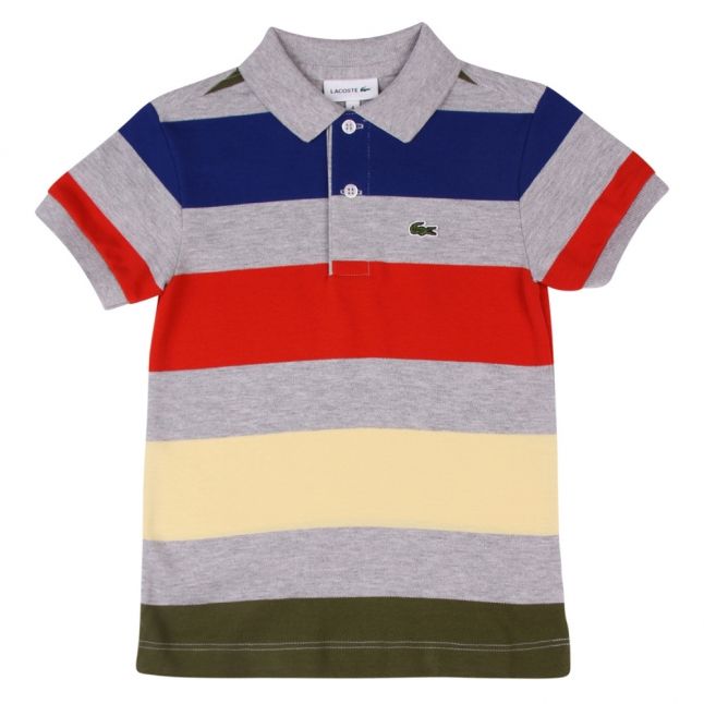 Boys Grey Multi Colourblock Stripe S/s Polo Shirt