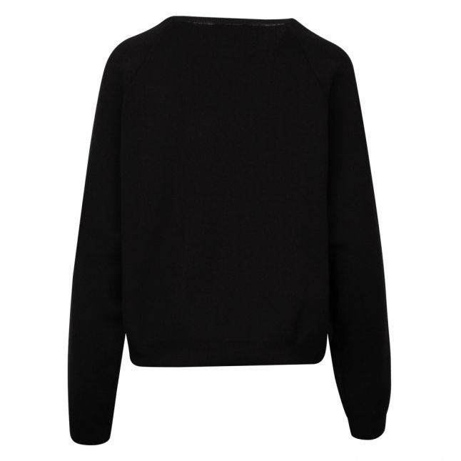 Womens Black Embroidered Arm Sweat Top