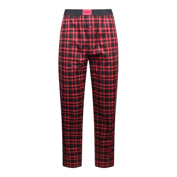 Mens HUGO Open Pink Flannel L/s Lounge Set