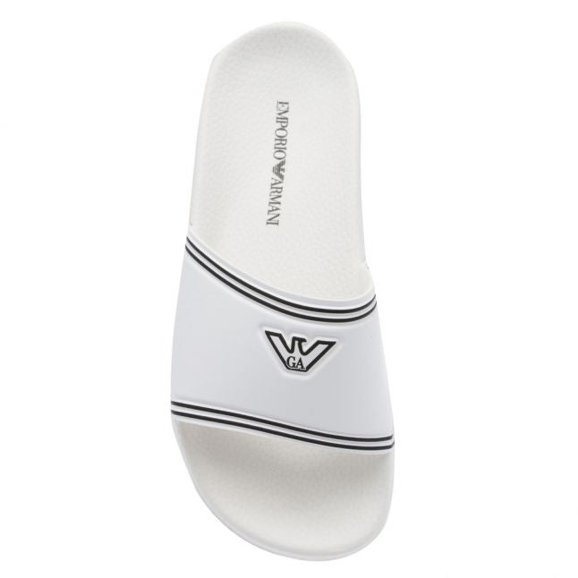 Womens White Eagle Logo Slides