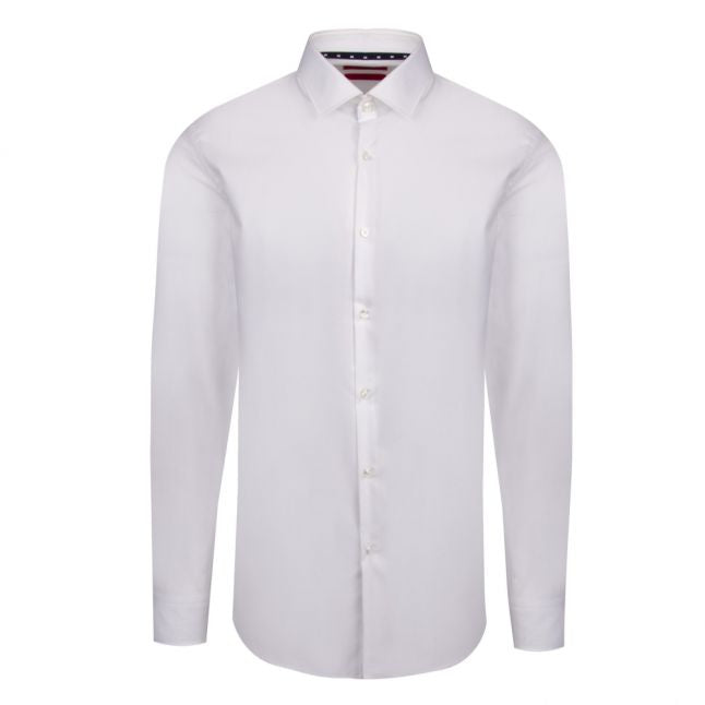 Mens White Koey Logo Trim Slim Fit L/s Shirt