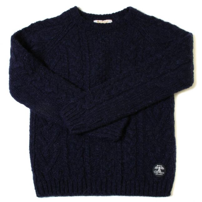 Girls Naval Blue Laney Cable Crew Knitted Jumper