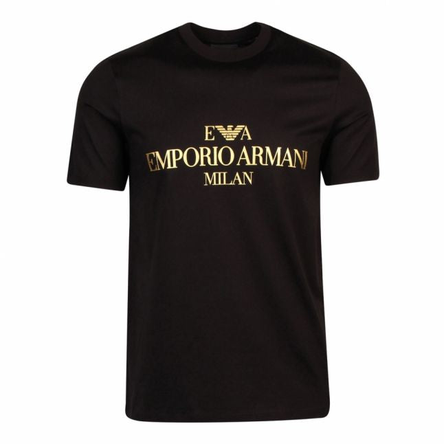 Mens Black/Gold Metallic Logo S/s T Shirt