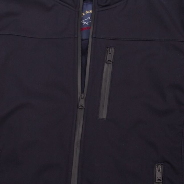 Mens Dark Navy Branded Soft Shell Hooded Jacket