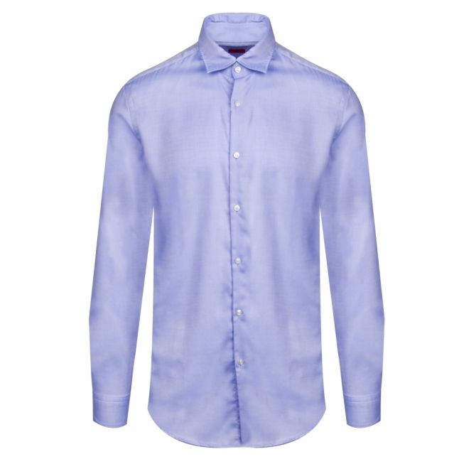 Mens Blue Kenno Textured Slim Fit L/s Shirt