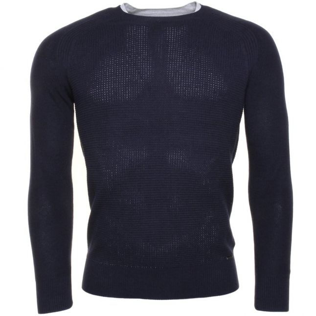 Mens Navy K- Alby Crew Knitted Jumper