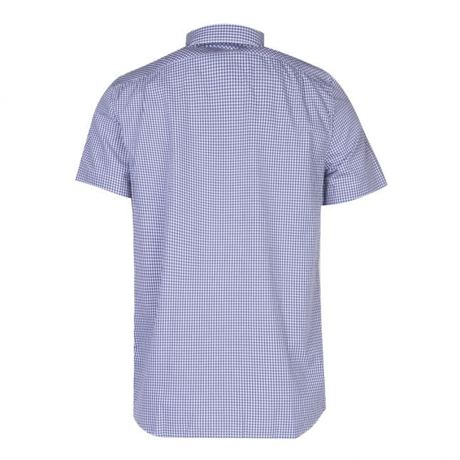 Mens Blue & White Small Check Regular S/s Shirt