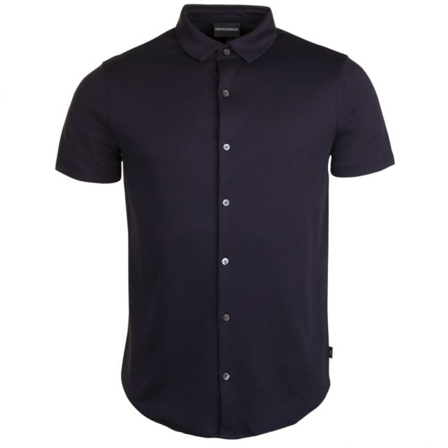 Mens Navy Slim Collar Slim S/s Shirt