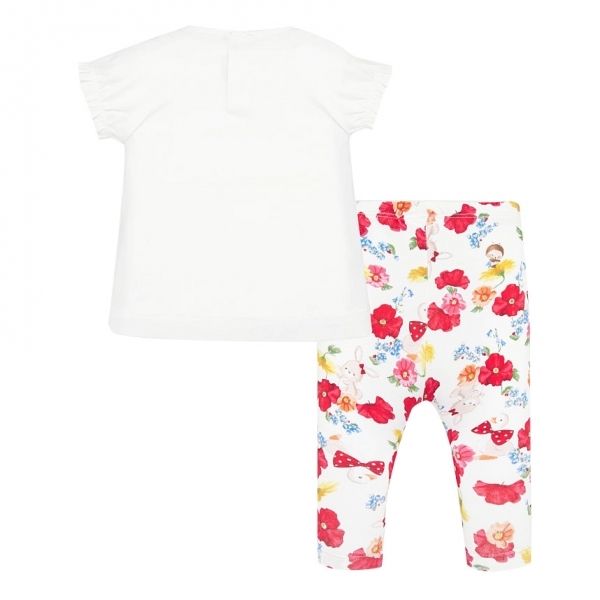 Infant White/Red Bunny & Poppy T Shirt & Leggings Set