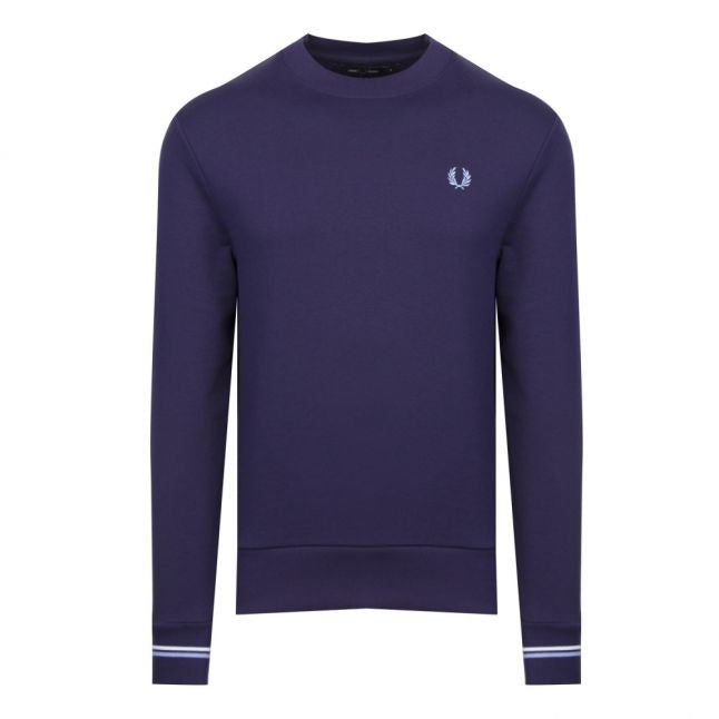 Mens Carbon Blue Tipped Crew Sweat Top