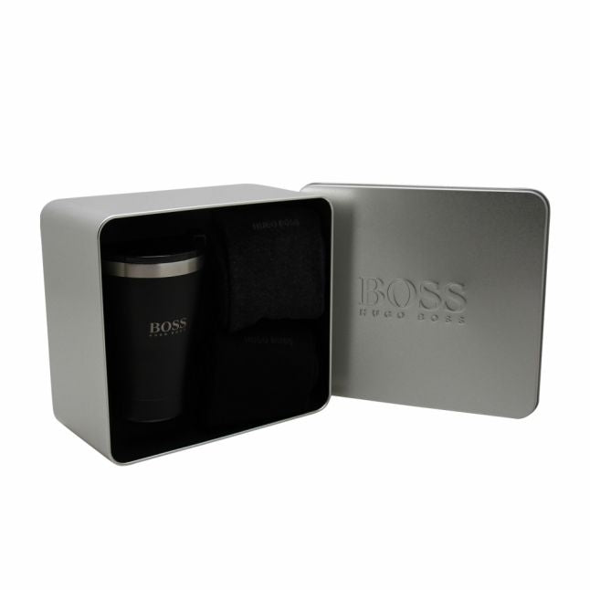 Mens Black Travel Mug & Socks Gift Set